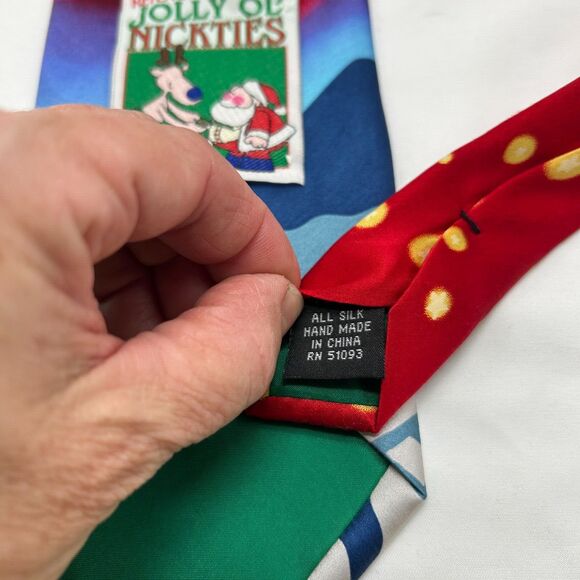 VINTAGE Kersten Brothers Jolly Ol’ Neckties- Santa & Reindeer Silk Christmas Tie - Picture 7 of 7